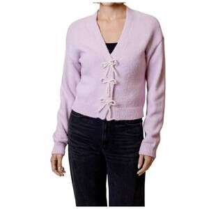 NEW DESIGN HISTORY v-neck bow cardigan in lilac snow